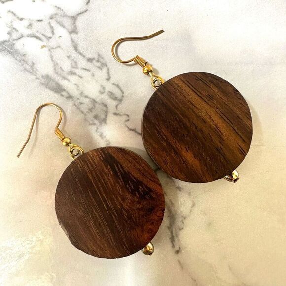 Wood circle drop earrings Jewelry - Wood circle drop earrings
